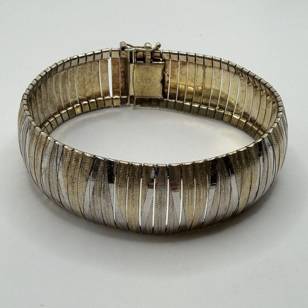 Vintage 925 Italy Sterling Silver Flex Omega Bracelet 7.5" 25.9g